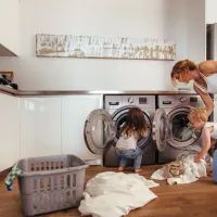 family doing laundry