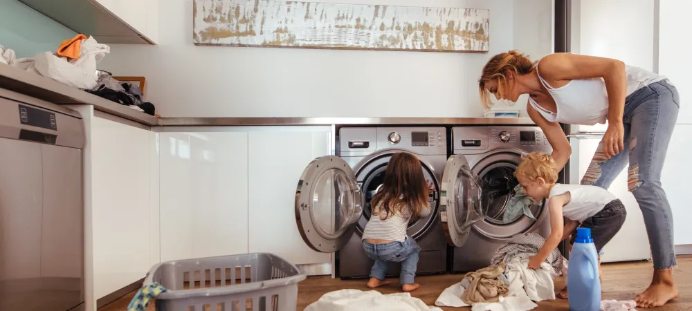 family doing laundry